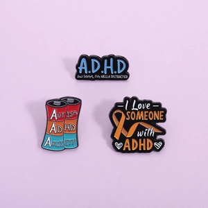 Creative Enamel Brooch Pin For ADHD Autism Anxiety Awareness Zinc Alloy Cartoon Mental Health Badge Jewelry Accessory Gift