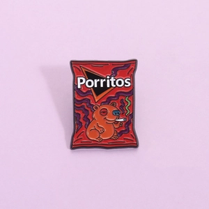 Zinklegierung Parodie Snackbeutel Emaille Brosche Lustiges Rauchendes Cartoon Tier Abzeichen Kreative Mode Kleidung Schmuck Pin