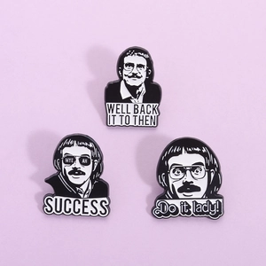 Black White Portrait Enamel Brooch Pin Zinc Alloy Success Quote Badge For Clothing Backpack Accessories Men Women Jewelry
