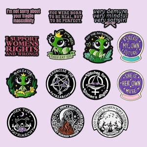 Creative Cartoon Women Empowerment Enamel Pins Zinc Alloy Feminist Slogan Badge Brooches For Clothes Bag Decoration Jewelry