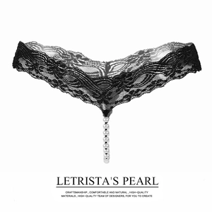 Perizoma in Pizzo Sexy Senza Cavallo Con Decorazione Perla Artificial Sintetica Nylon Erotico G-String per Donna Notte Camera Lingerie