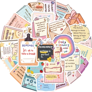 50 pieces of cartoon motivational stickers in pastel colors for phone case decoration
