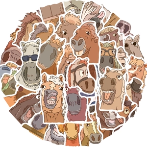Pack of 50 funny abstract horse expression stickers for luggage, laptop and decor