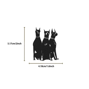 50pcs Gold & Red luxury DIY stickers featuring black Doberman silhouettes 2x1.6 inch