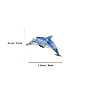Detail of dolphin sticker with blue watercolor gradient, gold constellations and dimensions