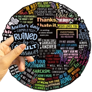 55 black sarcastic quote graffiti stickers for laptop and skateboard decoration