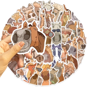50 pieces of funny abstract horse stickers for laptops and luggage decoration