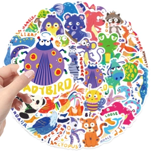 Close-up of waterproof cartoon animal stickers with ladybird and panda for DIY decor