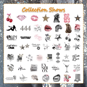 Detailed collection of Y2K style silver and pink decorative stickers for journals
