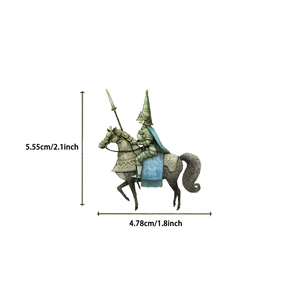 Detailed size view of fairy tale knight sticker measuring 5.55cm by 4.78cm for scrapbooking