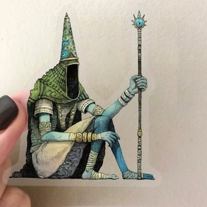 Fantasy magic character sticker with transparent borders for scrapbooking and laptops