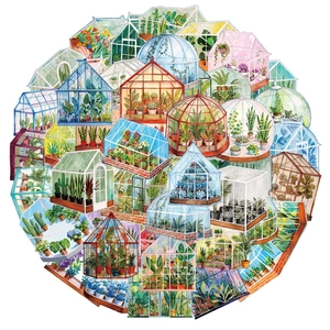 Greenhouse plant stickers with transparent PET material for DIY journals and laptop decor