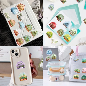 50 pieces of watercolor greenhouse plant stickers for laptop and DIY diary decoration