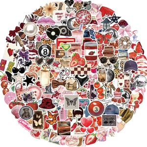 200pcs Y2K aesthetic graffiti stickers in red and brown for suitcases and skateboards