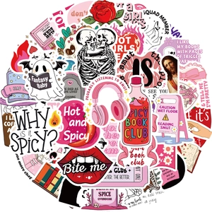 Pack de 50 autocollants graffiti roses pour décoration DIY de pc et guitare étanches