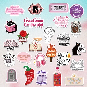 Lot de 50 autocollants Smut roses pour fans de livres avec chats et roses pour déco