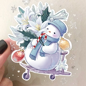 50pcs waterproof winter watercolor snowman sticker for journals and laptop decoration