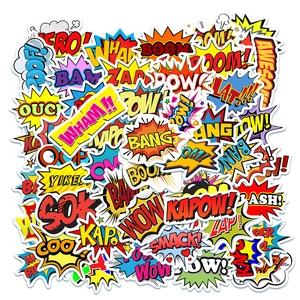 Waterproof PVC Stickers Comic Pop Art Onomatopoeia Graffiti Decals For Laptop Suitcase Skateboard Guitar Fridge Decoration