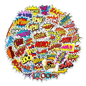 50pcs waterproof cartoon graffiti stickers with comic style boom boom sound bubbles