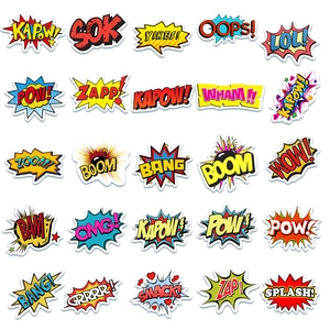 50pcs waterproof graffiti stickers with comic style boom patterns for suitcases