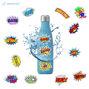 50pcs waterproof comic style pop art stickers for laptop and bottle with splash effect