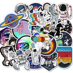 50pcs waterproof space stickers with astronauts and planets for luggage and laptops