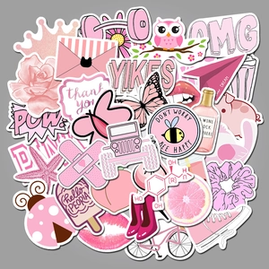 Pink Cute Cartoon Graffiti Stickers PVC Waterproof Decals For Laptop Water Bottle Suitcase Skateboard DIY Decoration For Girls