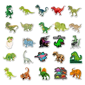 50pcs colorful cartoon dinosaur stickers featuring T-Rex and Triceratops for laptops