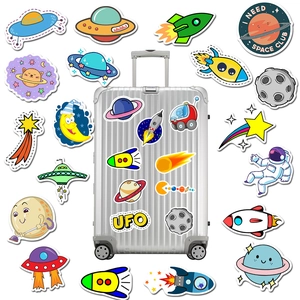 50pcs waterproof space stickers set with astronauts and rockets for luggage and laptop