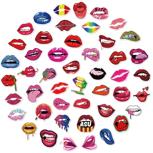Waterproof PVC Sexy Lips Stickers Pack Cartoon Lips Graffiti Decals For Laptop Luggage Guitar Phone Skateboard Decoration