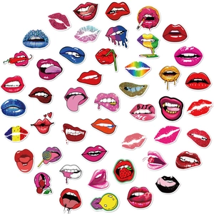 Pack of 50 creative sexy lips stickers for luggage and laptop waterproof graffiti decals