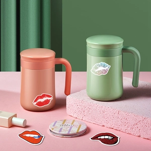 Waterproof creative lip and kiss mark stickers decorating colorful ceramic mugs