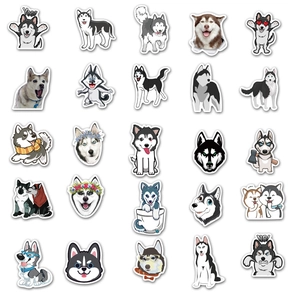 Set mit 50 Husky Hunde Aufklebern für Koffer und Laptops mit süßen Cartoon-Designs