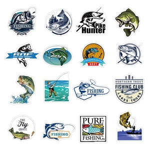 50pcs waterproof cartoon fishing graffiti stickers for luggage skateboards and water bottles