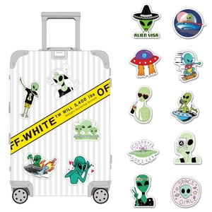 50pcs alien and spaceship stickers set for laptop luggage and helmet decoration