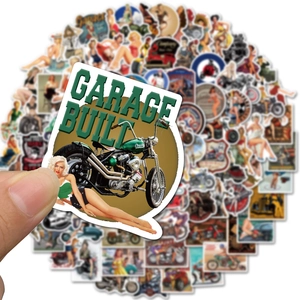 100pcs waterproof retro motorcycle pin-up girl stickers for laptops and suitcases