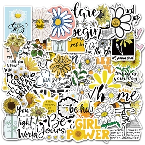 Daisy Sunflower Motivational Quotes Stickers For Laptop Water Bottle Luggage Waterproof PVC Decals Girl Power Art Stickers