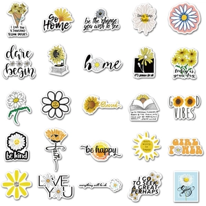 50 pieces of waterproof daisy graffiti stickers for suitcases and water bottles decoration