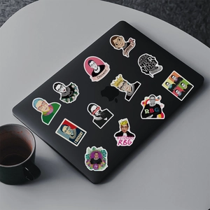 Vinyl RBG laptop stickers featuring Ruth Bader Ginsburg portraits and I DISSENT slogans