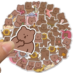 50pcs cute brown bear graffiti waterproof stickers for DIY luggage and laptops
