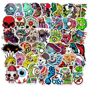 50 pieces of horror skull graffiti stickers for DIY laptop skateboard and waterproof luggage