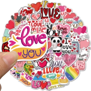 50 stickers d'amour imperméables pour la Saint-Valentin pour bagages et décoration