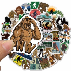 50pcs waterproof Bigfoot Sasquatch vinyl stickers for luggage and skateboard outdoor decor