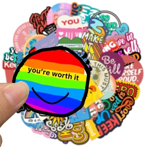 50pcs waterproof motivational stickers for luggage and laptops with inspirational quotes