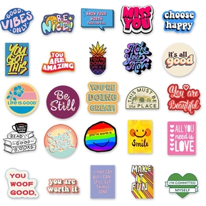 50pcs waterproof motivational English slogan stickers for laptop and luggage decor