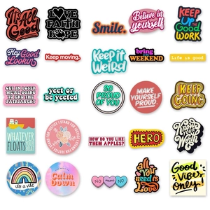 Set of 50 waterproof motivational English slogan stickers for laptops and suitcases