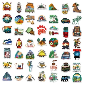 50 pieces of waterproof outdoor camping stickers for laptops, suitcases and travel gear