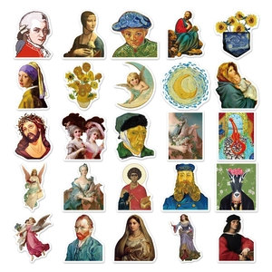 Lot de 50 Autocollants Esthétiques de Peintures à l'huile Célèbres pour Bagages et Déco