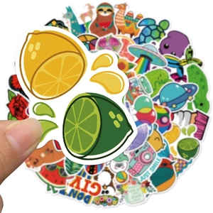 Cute cartoon animal stickers for laptop featuring waterproof PVC lime and bird designs