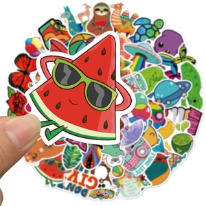 50pcs set of cute waterproof cartoon animal and fruit stickers for laptop luggage